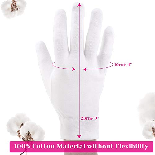 Guantes de algodón para niños, 24 unidades, suaves, color blanco, guantes  hidratantes para eccema para manos secas, inspección de spa (XS)