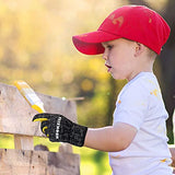 Guantes de trabajo de piel auténtica para niños, guantes de trabajo de jardinería para niños, guantes de seguridad, diseño reflectante, transpirable, perfectos para jardinería infantil, trabajo en el patio, al aire libre (mediano, negro, 4 a 6 años)