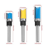 3 Unids 1/4 Pulgadas De CarpinteríA Fresa Fresa Cojinete Buje Trim Router Bit Set Edge Edge Slotting Router