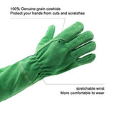 Etglove Guantes de poda de rosas para mujer, guantes de jardinería de cuero de vaca a prueba de espinas de manga larga, guantes de jardín (grande, verde)