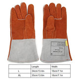 Guantes de soldadura, guantes de soldadura eléctrica guantes de soldador de cuero de vaca gruesos guantes de corte de doble capa alargados un par(Rojo)