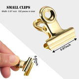 Boao 100 clips de metal para bisagras para fotos, mapas, dibujos, obras de arte, papeles, etiqueta de precio, 0.87 pulgadas (oro claro)