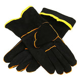 KGEZW Guantes protectores de soldadura de servicio pesado 1 par soldadores de cuero de cuero guantes de cuero de cuero guantes de soldadura de soldadura negra guantes