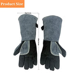 Guantes de soldadura de forja de cuero/herrero/Mig/tig 16 pulgadas 932 °F resistentes al calor guantes a prueba de calor para barbacoa/parrilla/estufa/soldador TIG/Mig/soldadura con costuras de Kevlar manga larga gris