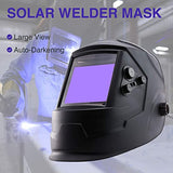 Soldadores Escudo facial, Handheld de máscara de soldadura, casco de soldador de oscurecimiento automático, área de vista grande de 100x93 mm, batería de litio con energía solar, control de la soldado