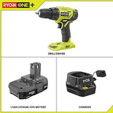 Ryobi P215K - Kit de taladro/controlador inalámbrico de 18 voltios con batería y cargador de 18 voltios (renovado)