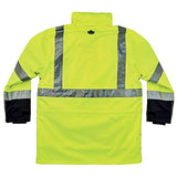 Juego de chaqueta térmica reflectante de alta visibilidad, incluye carcasa exterior para lluvia y chaqueta térmica con mangas con cremallera, Ergodyne GloWear 8388, lima, pequeño