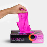 Framar Pink Paws Guantes de nitrilo, sin polvo, sin látex, sin goma, guantes desechables, no estériles, guantes medianos