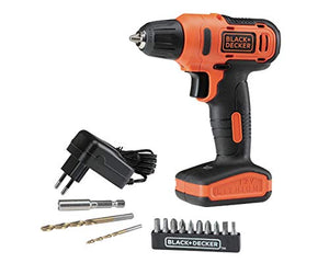 BLACK+DECKER Taladro Atornillador 12V 3/8 Pulgadas Ión de Litio y 12 Accesorios LD12S-B3