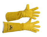 Legacy Gardens Guantes de jardinería de cuero para mujeres y hombres | Guantes de trabajo de jardín a prueba de espinas y cortes con guantelete de larga resistencia | Adecuado para arbustos espinosos, poda de rosa cactus - amarillo medio