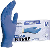 ForPro - Guantes desechables de nitrilo, resistentes a los químicos, sin polvo, sin látex, no estériles, aptos para alimentos, 4 mil, índigo, mediano, 100 unidades