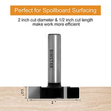 CNC Spoilboard Surfacing Router Bit, 1/2 Inch Shank 2 Inch Cutting Diameter, Slab Flattening Router Bit Planing Wood Planer Bit by BINSTAK (Carbide)