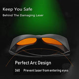 Gafas de protección láser profesionales de 190 nm-540 nm para 405 nm, 445 nm, 532 nm láser y gafas de seguridad láser violeta/azul/verde de 450 nm (específicamente para láser de 532 nm)