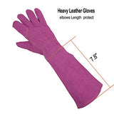 Handland - Guantes de jardinería de piel para mujer, a prueba de torceduras, guantes de jardinería de alta resistencia, longitud del codo, guantes de poda de rosas