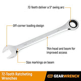 GearWrench - Juego de 34 piezas. 12 pt. Juego de llaves combinadas de trinquete, estándar y Stubby, SAE/Metric - 85034