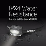 Eveready Value - Linterna Frontal Recargable IPX4, Resistente al Agua, Lente irrompible, luz LED para Exteriores y de Emergencia, Cable USB Incluido, Negro