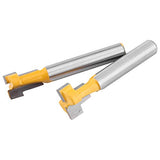 2 unids amarillo T-Slot Carburo Cementado Carpintería Cortador Cnc Router Bit para 3/8 '' y 1/2 '' Cutting Edge 1/4 '' Shank