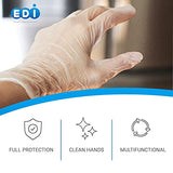 EDI Clear Powder Free Vinyl Glove,4.3 mil,Disposable glove,Industrial Glove,Clear, Latex Free and Allergy Free, Plastic, Work, Food Service, Cleaning,100 gloves per box (Box of 100) (Medium)