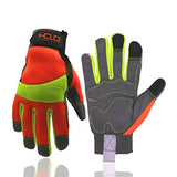 Handlandy Guantes de trabajo reflectantes de alta visibilidad, guantes de seguridad antivibración, pantalla táctil, parte trasera de elastano flexible naranja, tamaño mediano