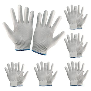 HYCOPROT - Guantes de trabajo de algodón y poliéster, ligeros, duraderos, para construcción industrial, jardinería, almacén, hombres y mujeres (azul, 12 pares)