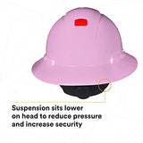 3M Sombrero duro de ala completa H-813R-UV, rosa, suspensión de trinquete de 4 puntos, con Uvicator