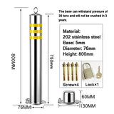 Bolardos de estacionamiento Bolardo de Barrera de Seguridad Amarilla de Acero Inoxidable Resistente con 4 Tornillos de expansión para áreas sensibles al tráfico (Tamaño: 800x76 mm) (800x76 mm)