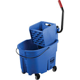 Rubbermaid Commercial WaveBrake FG748000 Sistema de fregado de cubeta y escurridor de presión Lateral, 24.6 litros, Amarillo, Azul, 35 Qt