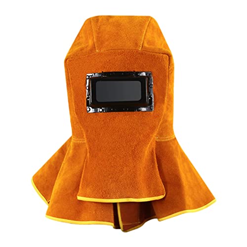 yotijay Casco de capucha de soldadura de material cuero Capucha profesion Soldadura resistente al calor Capucha Absorción de sudor Protección, Sin oscurecimiento automático