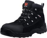 Botas con punta de acero LARNMERN para hombre, zapatos de trabajo antiestáticos antideslizantes a prueba de pinchazos, calzado de seguridad Industrial y de construcción LM180316(27.5 cm, Cuero Negro 316)