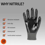 Vgo... 10-Pares Guantes de Trabajo y Jardinería con Revestimiento de Nitrilo (Tamaño 7/S, Negro, NT2110)