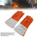 Guantes de soldadura, guantes de soldadura eléctrica guantes de soldador de cuero de vaca gruesos guantes de corte de doble capa alargados un par(Rojo)