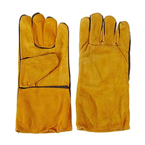 DALIZHAI777 1 Pioja de Hombres Mujeres Pesado Jardinería Guantes de Soldador Guantes de Seguridad Anti-Calor de Cuero no resbaladizo Guantes de Seguridad 14 '' (Color : Yellow)