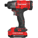 CRAFTSMAN V20 Kit de destornillador de impacto, sin cable, 2 baterías, 1/4 pulgadas (CMCF800C2)