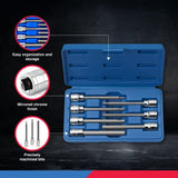 Neiko 10076A 3/8” Drive Extra Long Allen Hex Bit Socket Set, Metric, 3mm to 10mm | 7-Piece Set, S2 and Cr-V Steel