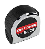 Craftsman CMHT37326S - Cinta métrica (8 m, 26 unidades), color chapado en cromo