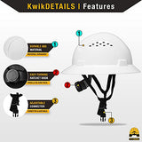 KwikSafety (Charlotte, NC) Casco de tortuga (18 ventilaciones, tapones para los oídos de banda extra para el sudor) ala completa (talla única) casco de seguridad ANSI duro OSHA ligero tipo 1 clase C, color blanco