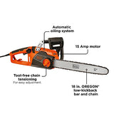 BLACK+DECKER Motosierra eléctrica, 18 pulgadas, 15 amperios, con cable (CS1518)