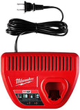 MILWAUKEE'S Cargador de batería original OEM 48-59-2401 M12 de iones de litio de 12 voltios con indicación LED, color rojo