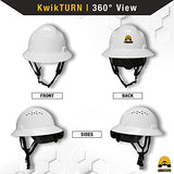 KwikSafety (Charlotte, NC) Casco de tortuga (18 ventilaciones, tapones para los oídos de banda extra para el sudor) ala completa (talla única) casco de seguridad ANSI duro OSHA ligero tipo 1 clase C, color blanco