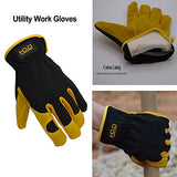 Guantes de jardinería de cuero para hombre, guantes de trabajo utilitarios para mecánicos, construcción, conductor, diseño transpirable destreza (mediano, 3 pares amarillo)