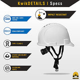 KwikSafety (Charlotte, NC) - Casco de tortuga (10 rejillas de ventilación gratis, tapones para los oídos), estilo de gorra estándar (talla única) ANSI casco de seguridad OSHA ligero tipo 1 clase C, color blanco