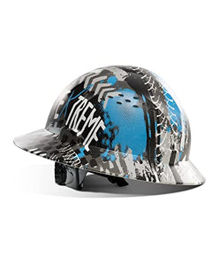 LANON - Sombrero Duro de ala Completa, Aprobado por OSHA, diseño de patrón Azul, Casco ventilado de Seguridad FRP con suspensión de trinquete Ajustable de 4 Puntos, Clase C