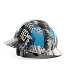 LANON - Sombrero Duro de ala Completa, Aprobado por OSHA, diseño de patrón Azul, Casco ventilado de Seguridad FRP con suspensión de trinquete Ajustable de 4 Puntos, Clase C