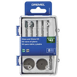 Dremel 735-01 Kit de accesorios de herramientas rotativas para grabado de vidrio, juego de 8 piezas, incluye piedras de molienda, disco de pulido y broca de diamante