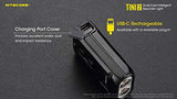 Nitecore TINI 2 Black 500 Lumen USB-C Rechargeable Keychain Flashlight plus LumenTac Charging Cable