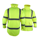 Chaqueta de seguridad reflectante de alta visibilidad para hombre, impermeable, clase 3 ANSI, forro acolchado (amarillo, 5XL)