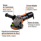 Esmeriladora angular 4-1/2", profesional, 800 W, 6A