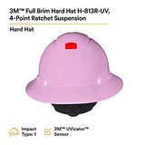 3M Sombrero duro de ala completa H-813R-UV, rosa, suspensión de trinquete de 4 puntos, con Uvicator