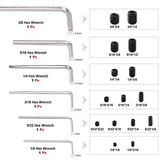 Hilitchi - Juego de 370 tornillos surtidos en tamaños SAE, tornillos hexagonales internos, puntas Allen Grub, 12,9 clase de acero de aleación negro (15 tamaños)
