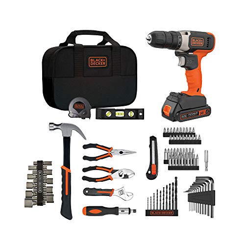 beyond by BLACK+DECKER - BDPK70284C1AEV Juego de herramientas para el hogar con taladro/desarmador de 20 V máx, 83 piezas